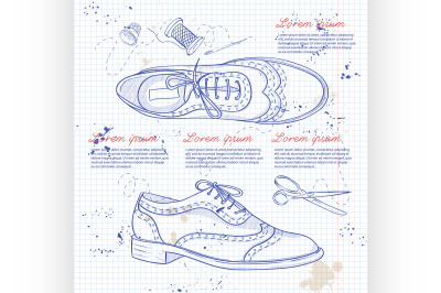 Fashion vector sketch womens shoes.