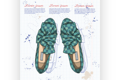 Fashion vector sketch womens shoes.