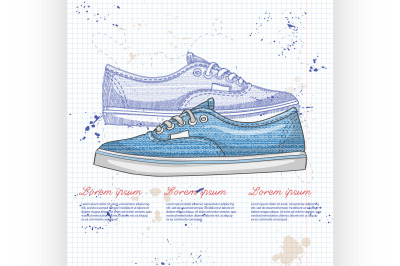 Fashion vector sketch womens shoes.