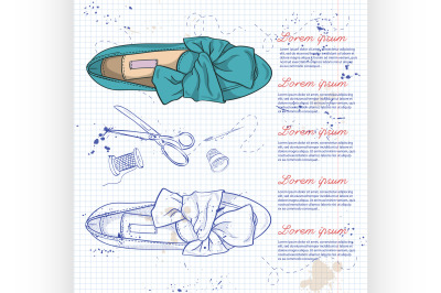 Fashion vector sketch womens shoes.