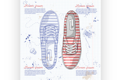 Fashion vector sketch womens shoes.