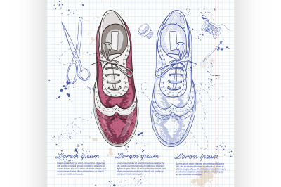 Fashion vector sketch womens shoes.