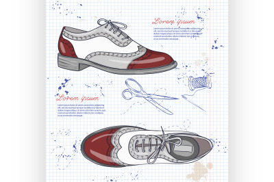 Fashion vector sketch womens shoes.