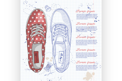 Fashion vector sketch womens shoes.