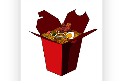 Color Sketch of Chinese food in a box