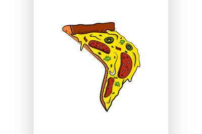 Color Sketch Piece of pizza