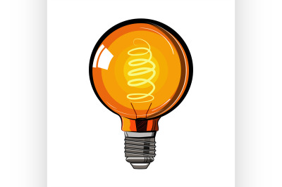 Colored incandescent light bulb sketch