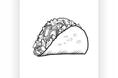 Sketch hand drawn illustration of taco.
