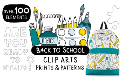 Back to School. Clip arts collection