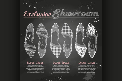 Fashion vector sketch womens shoes.