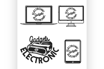 Vintage electronic gadgets emblems