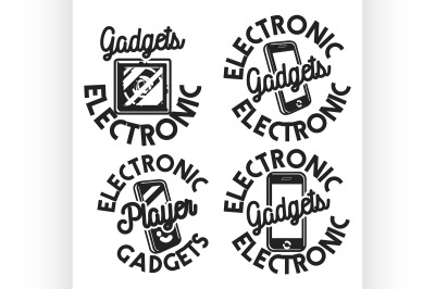 Vintage electronic gadgets emblems