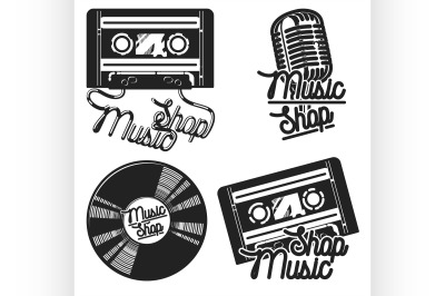 Vintage music shop emblems