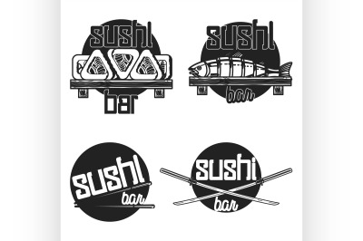 Vintage sushi bar emblems