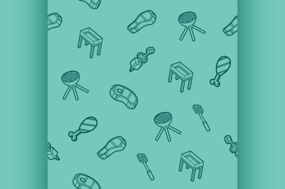 BBQ outline isometric pattern