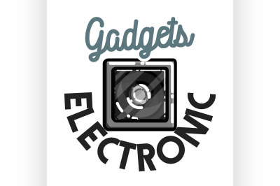 Color vintage electronic gadgets emblem
