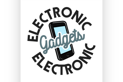 Color vintage electronic gadgets emblem