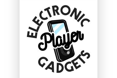 Color vintage electronic gadgets emblem