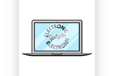Color vintage electronic gadgets emblem