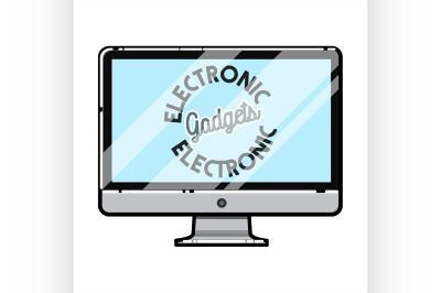 Color vintage electronic gadgets emblem
