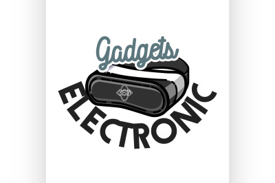 Color vintage electronic gadgets emblem
