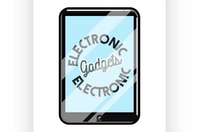 Color vintage electronic gadgets emblem