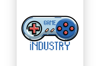 Color vintage game industry emblem