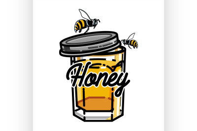Color vintage honey emblem