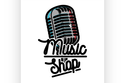 Color vintage music shop emblem