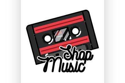 Color vintage music shop emblem