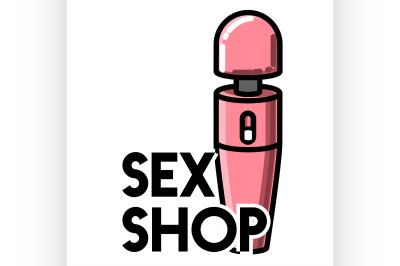 Color vintage sex shop emblem.