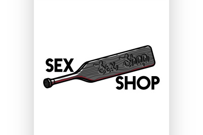 Color vintage sex shop emblem.
