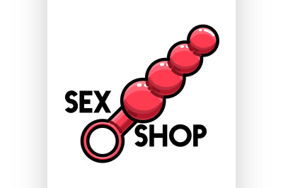 Color vintage sex shop emblem.