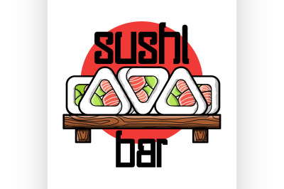 Color vintage sushi bar emblem