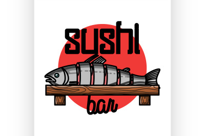 Color vintage sushi bar emblem