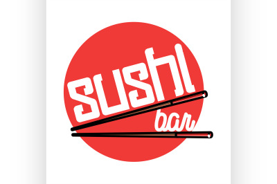 Color vintage sushi bar emblem