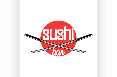 Color vintage sushi bar emblem