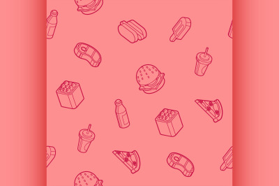 Fast food outline isometric pattern