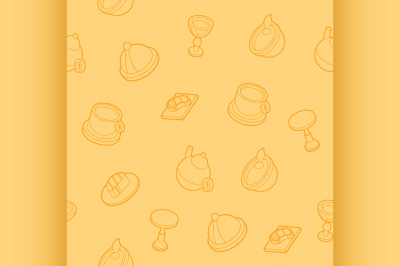 Restaurant flat outline isometric pattern