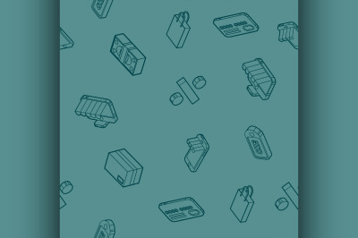 Shopping color outline isometric pattern