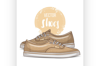 Fashion vector sketch womens shoes.