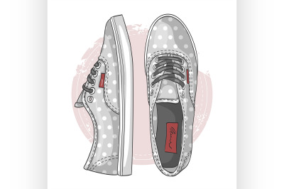 Fashion vector sketch womens shoes.