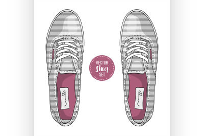 Fashion vector sketch womens shoes.