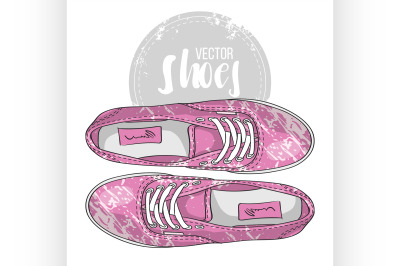 Fashion vector sketch womens shoes.