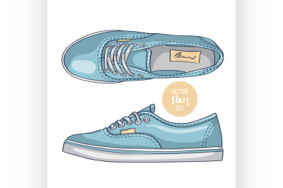 Fashion vector sketch womens shoes.