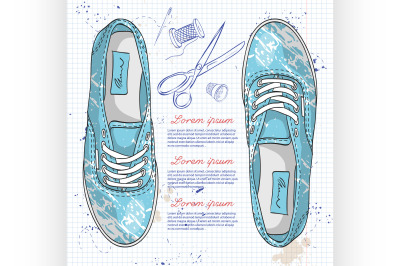 Fashion vector sketch womens shoes.