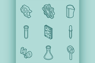 Chemical color outline isometric icons