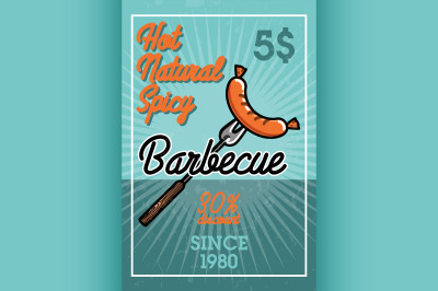 Color vintage barbecue banner