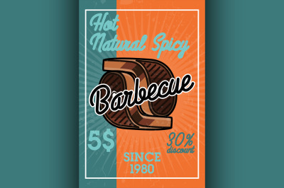 Color vintage barbecue banner