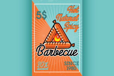 Color vintage barbecue banner